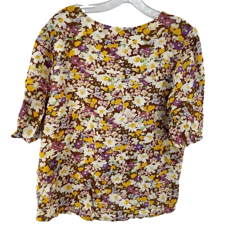 Sanctuary Faux Wrap Blouse Floral Small Ruffled Sleeves V Neck NWT Size Small - Picture 2 of 11